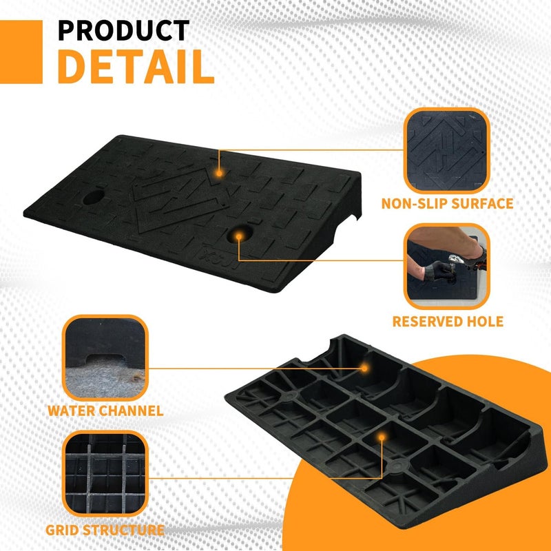 WECARLLE Curb Ramps for Driveway Curb Ramp 2.8 Inch Rise 2 Pack Threshold Ramp for Low Cars Ramps for Lawn Mower to Shed 7000lbs Load Capacity - Image 4
